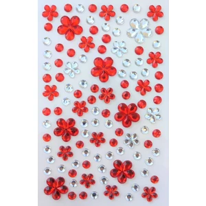 Giraffe Sticker Kırmızı-Beyaz Çiçekli Taş Sticker Yapışkanlı Saç, Yüz, Tırnak ve