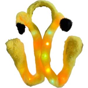 Tavşan Pikaçu Kulaklı Işıklı Hareketli Taç Şapka Pikachu Pelüş Sarı