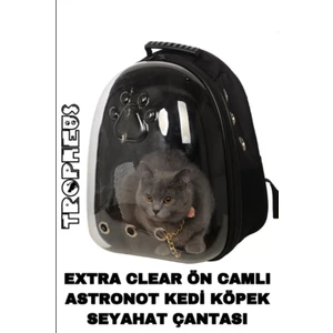 Ekstra Clear Camlı Astronot Kedi Taşıma Çantası