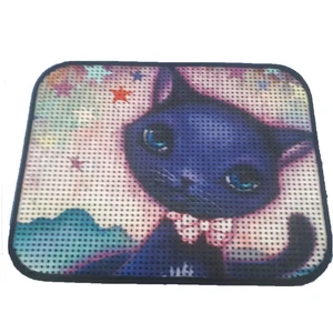 Miapet Elekli Desenli Kedi Tuvalet Önü Paspası 60 x 45 cm Mavi Kedi