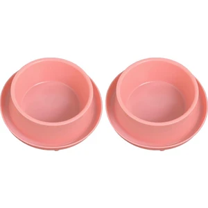 Miapet 2'li Kedi-Köpek Plastik Mama ve Su Kabı Seti 400 ml Pembe