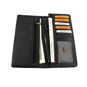 Derise Club West Polo Siyah Renk Erkek Hakiki Parlak Deri Telefon Bölmeli Kartlık Cüzdan