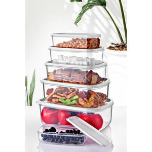 Open Home 6 Lı Dikdörtgen Beyaz Saklama Kabı Seti 300 Ml-500 Ml 800 Ml 1200 Ml 1900 Ml 2900 Ml