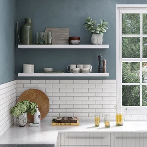 Mebu Home 90X20 Cm, 2 Li Beyaz Uçan Raf, Duvar Rafı, Kitaplık, Dekor Düzenliyici, 30 mm Kalınlığında Suntalam Raf