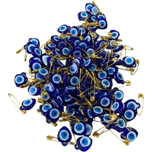 Iğneli Figür Nazar Boncuğu - Sarı Çengelli Iğneli Mika Figür Nazar Boncuğu - 20 Adet