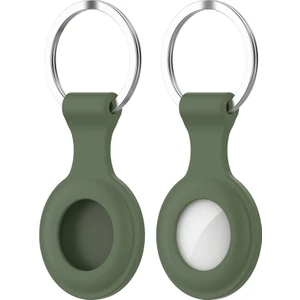 Airtag ile Uyumlu 360° Koruma Pürüzsüz Silikon Anahtarlıklı Koruyucu Silikon Kılıf Haki