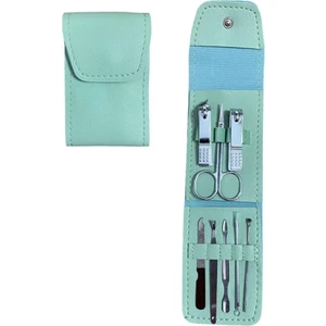 Yeşil Deri Çantalı 8 Parça Manikür Pedikür Seti