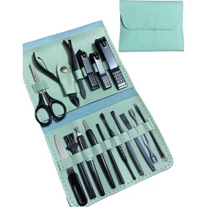 Yeşil Deri Çantalı 16 Parça Manikür Pedikür Seti