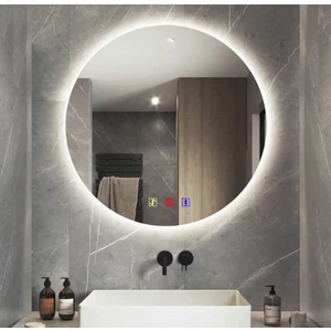 80 cm Çap Bluetoothlu Buğu Çözücülü Dokunmatik Işıklı Ledli Yuvarlak Banyo Aynası