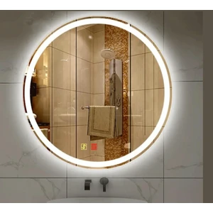 70 cm Çap Buğu Çözücülü Dokunmatik Işıklı Kumlamalı Yuvarlak Banyo Aynası