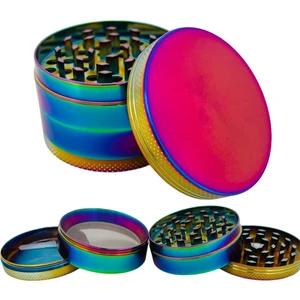 63MM-RAINBOW Grınder 4 Kat Herbal Baharat Öğütücü Parçalayıcı Paslanmaz Çelik Mıknatıslı Gırgır