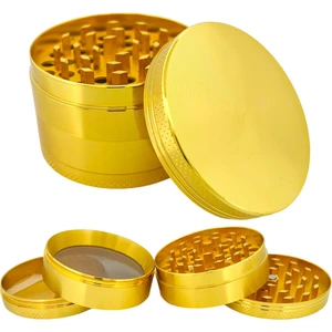 63MM-GOLD Grınder 4 Kat Herbal Baharat Öğütücü Parçalayıcı Paslanmaz Çelik Mıknatıslı Gırgır