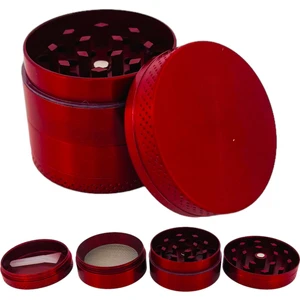 40MM-KIRMIZI Grınder 4 Kat Herbal Baharat Öğütücü Parçalayıcı Paslanmaz Çelik Mıknatıslı Gırgır