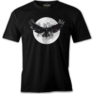 Lord T-Shirt Raven Bird Wings And Moon Siyah Erkek Tshirt