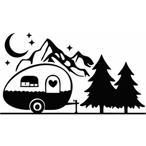 Reysa Tasarım Karavan Dağlar Sticker Siyah 25X15 cm