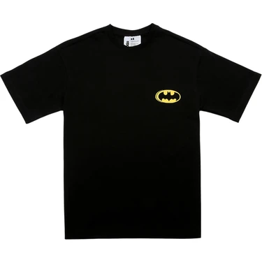 Kadın Vegan Siyah T-Shirt - Warner Bros Batman Black and Yellow