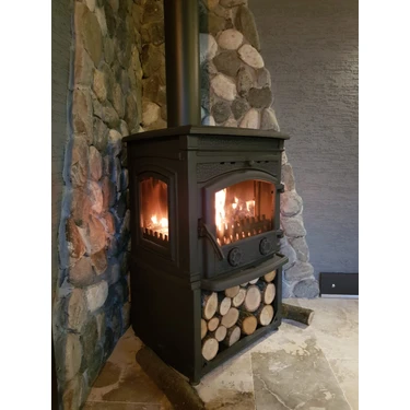Flame Stove FS-014 Yk St Sirius Ultra 3 Camlı Yan Kapaklı Odunluklu Döküm