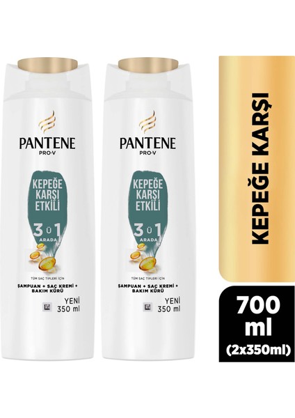 Kepeğe Karşı Etkili 3'ü 1 Arada Şampuan 350 ml x 2 Adet