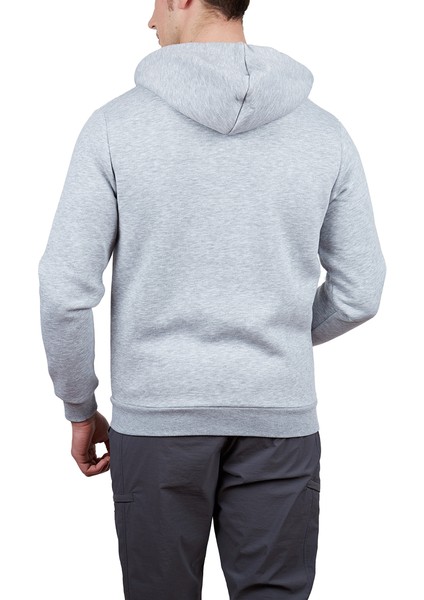 Covert Tam Fermuarlı Erkek Sweatshirt Gri Melanj