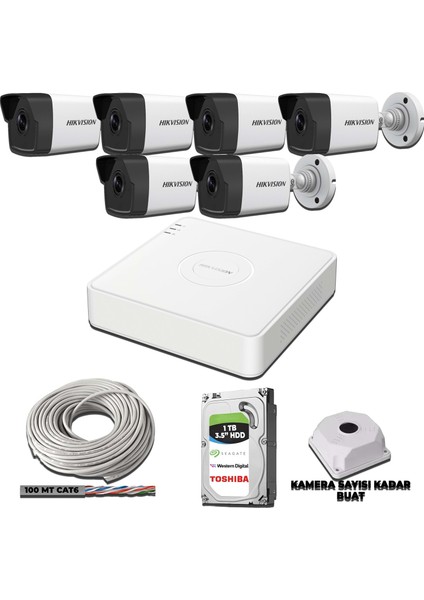 Hıkvısıon 6 Kameralı 2mp Ip Kamera Seti 1080P Mikrofonlu 1tb HDD