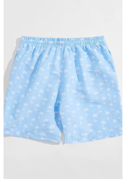 Erkek Basic Standart Boy Şık Palmiye Baskılı Mayo Cepli Deniz Şortu fiyatları