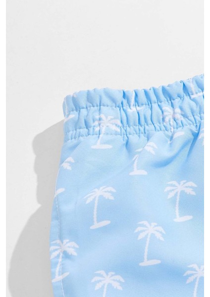 Erkek Basic Standart Boy Şık Palmiye Baskılı Mayo Cepli Deniz Şortu fırsatları