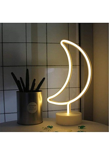 Ay Tasarımlı Neon Led Masa Ve Gece Lambası