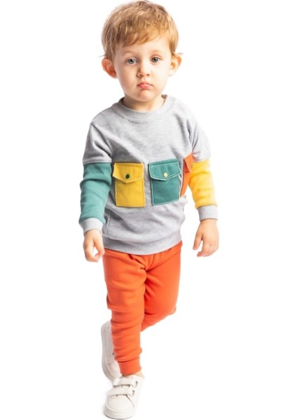 1881BB Erkek Bebek Üç Cepli Kahve Eşofman Takımı