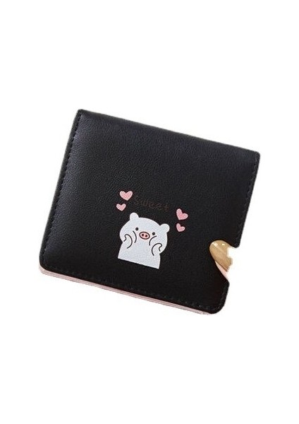 Bayan Katlanır Bozuk Para Cüzdanı Öğrenci Kore Versiyonu Domuzcuk Baskı Kart Çantası (Yurt Dışından)