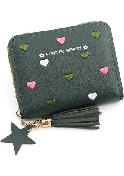 Bayan Kısa Cüzdan Para Klipsi Püskül Fermuarlı Pu Çoklu Kart Pozisyonu Bozuk Para Cüzdanı Debriyaj Çantası (Yurt Dışından)