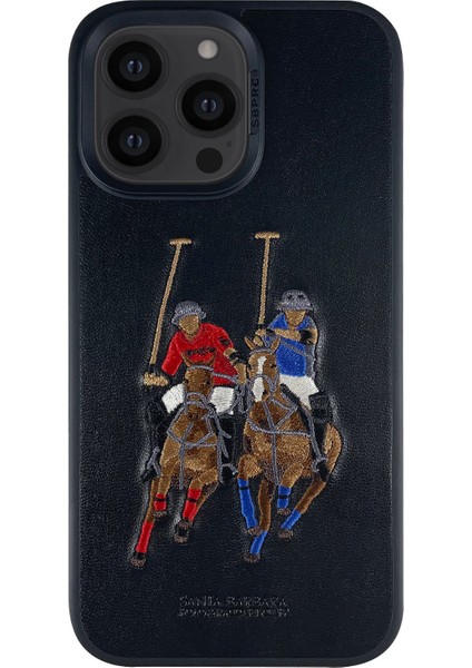 Santa Barbara Polo Jockey Serisi iPhone 13 Pro Için Fuchsia Lüks Deri Kılıf