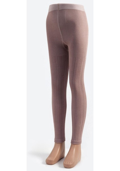 Desenli Viskon Çocuk Tayt Lila