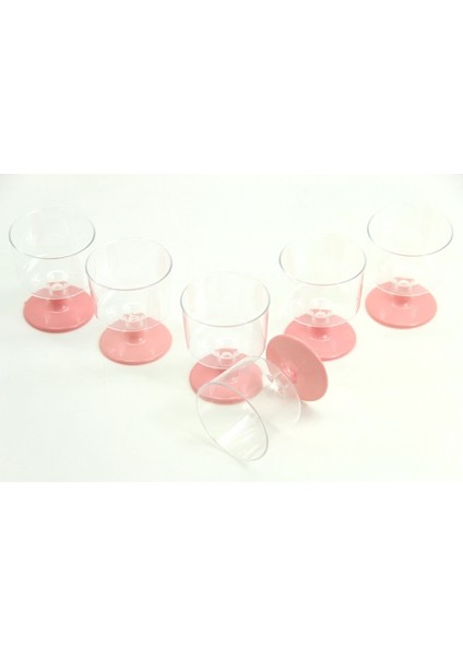 Şeffaf Mini Lohusa Şerbeti Kadehi Pembe 5,5 x 4,5 cm 6'lı modelleri