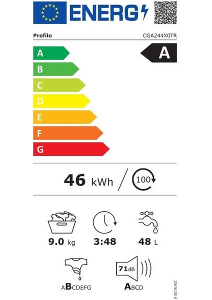 CGA244X0TR A Enerji Sınıfı 9 kg 1400 Devir Çamaşır Makinesi