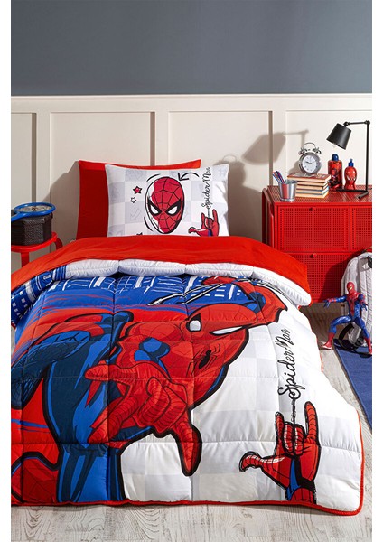 Spiderman Blue City Tek Kişilik Disney Lisanslı Lastikli Fitted Çarşaf Çocuk Uyku Seti