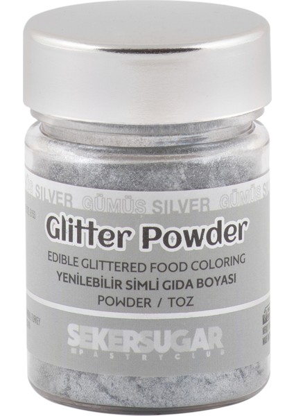 Şeker&Sugar Yenilebilir Simli Toz Boya 10 gr Gümüş