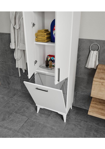 Merlin Mobilya Sezar Kirli Sepetli Banyo Dolabı