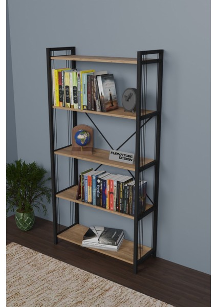 Metal Kitaplık 5 Raflı 180 cm Telli Büyük Kitaplık Atlantik Çam fiyatları