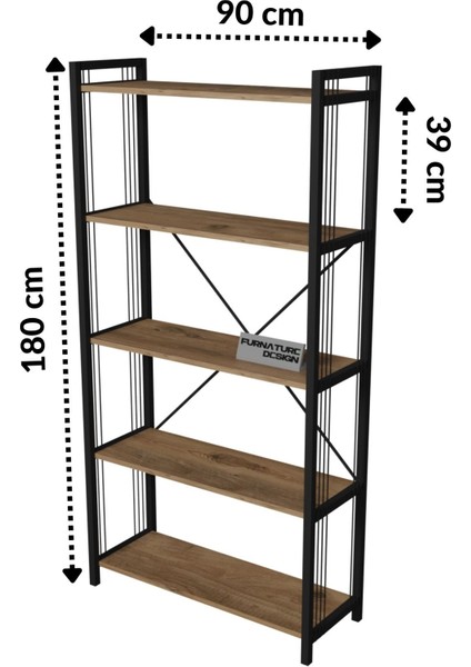 Metal Kitaplık 5 Raflı 180 cm Telli Büyük Kitaplık Atlantik Çam modelleri