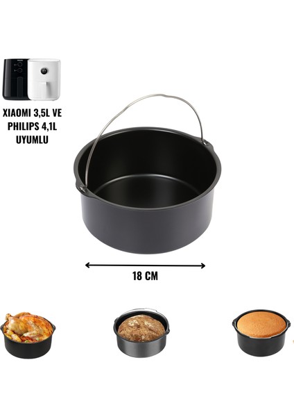 Tüm Fritözler İle Uyumlu Paslanmaz Çelik Air Fryer Kek, Ekmek, Turta Tavası