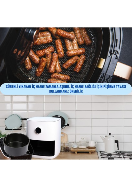 Tüm Fritözler İle Uyumlu Paslanmaz Çelik Air Fryer Kek, Ekmek, Turta Tavası