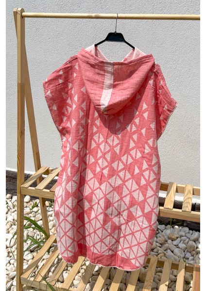 Kapüşonlu, Çoban Dikişli, Müslin Kumaş, Unisex Plaj Pançosu