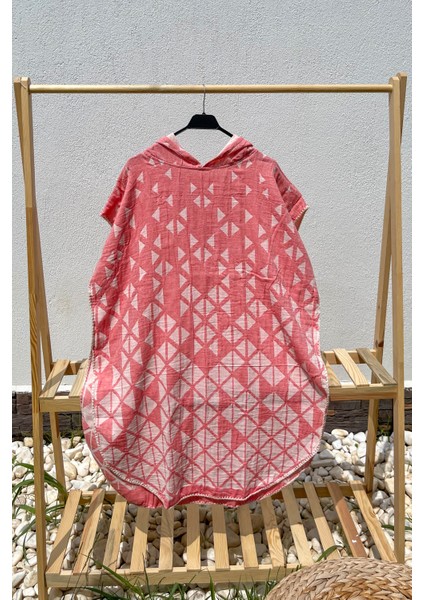 Kapüşonlu, Çoban Dikişli, Müslin Kumaş, Unisex Plaj Pançosu