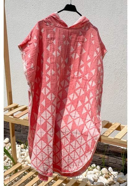Kapüşonlu, Çoban Dikişli, Müslin Kumaş, Unisex Plaj Pançosu
