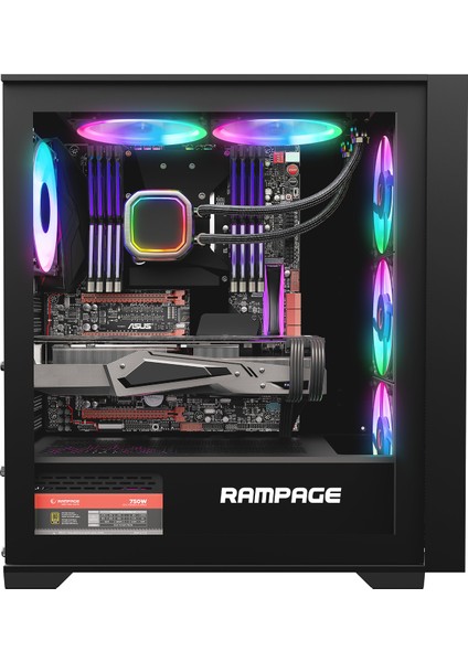 Voyager 750W 80+ Bronze Siyah 4*rgb Auto Fan Atx Mid-T Gaming Oyuncu Kasas