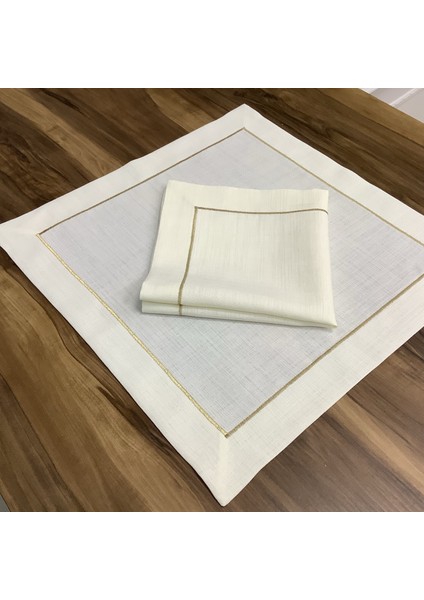 Oya Home Gold Piko Dikişli Amerikan Servis& Kaşıklık & Peçete Set- 24 Parça