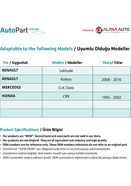 Renault Latitude Için Panaromik Sunroof Cam Tavan Tamir 6 Parça