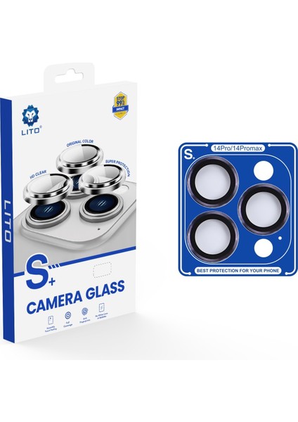 S+ iPhone 14 Pro/14 Pro Max Uygulama Aparatlı Kamera Lens Koruyucu Mor