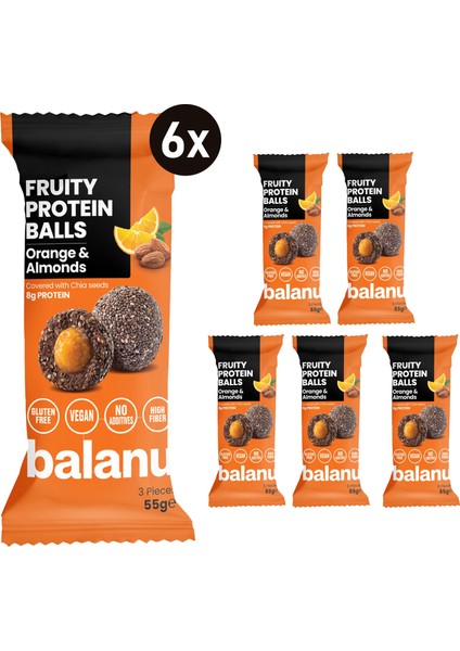 Fruity Protein Balls Portakal Dolgulu ve Bademli 55 G x 6