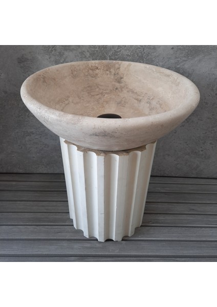 Traverten Lavabo Oval Kenarlı